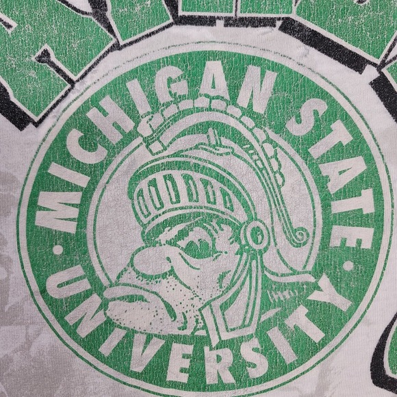Vintage 90s Michigan State Spartans AOP Shirt Size XL All Over Print Made in USA - Picture 4 of 13